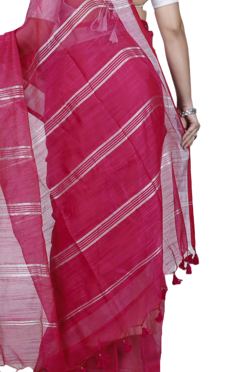 Pink Blended Cotton Toshini Hand Loom Saree (1185)